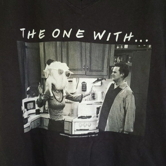 Friends - Chandler Bing - The One With - Black Womens V-Neck Tshirt Size: Medium - Picture 2 of 3